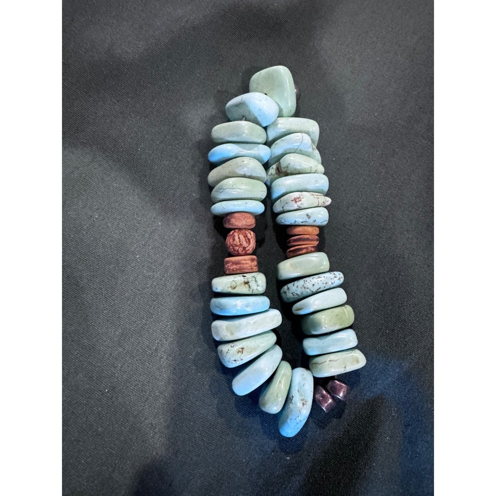 Natural Turquoise Chunk Stretch Bracelet Southwestern Boho Artisan Gemstone